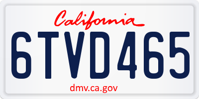 CA license plate 6TVD465