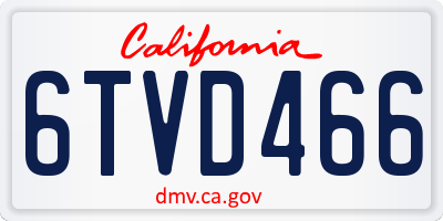 CA license plate 6TVD466