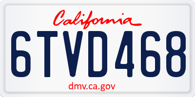 CA license plate 6TVD468