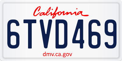 CA license plate 6TVD469