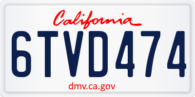 CA license plate 6TVD474