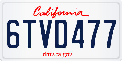 CA license plate 6TVD477