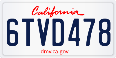 CA license plate 6TVD478