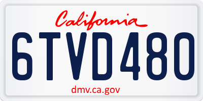 CA license plate 6TVD480