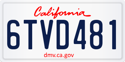 CA license plate 6TVD481