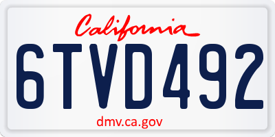 CA license plate 6TVD492