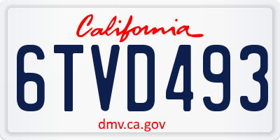 CA license plate 6TVD493