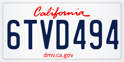 CA license plate 6TVD494