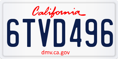 CA license plate 6TVD496