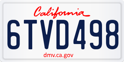 CA license plate 6TVD498