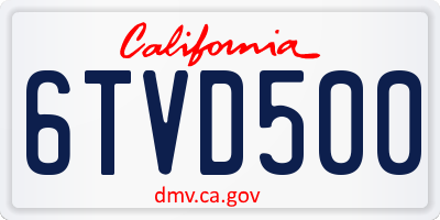 CA license plate 6TVD500