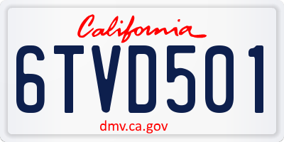 CA license plate 6TVD501