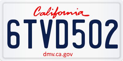 CA license plate 6TVD502