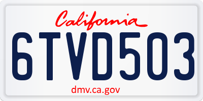 CA license plate 6TVD503