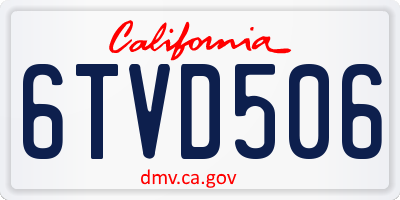 CA license plate 6TVD506