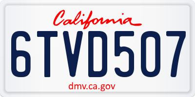 CA license plate 6TVD507