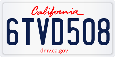 CA license plate 6TVD508