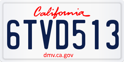 CA license plate 6TVD513