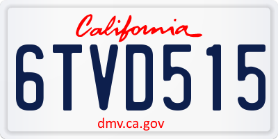 CA license plate 6TVD515