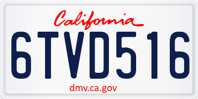 CA license plate 6TVD516