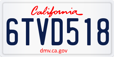 CA license plate 6TVD518