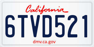 CA license plate 6TVD521