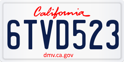 CA license plate 6TVD523