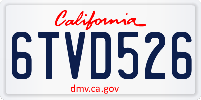 CA license plate 6TVD526