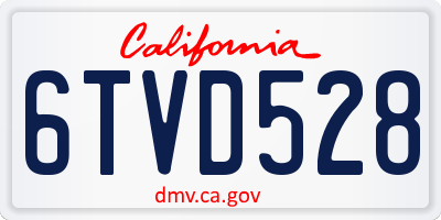 CA license plate 6TVD528