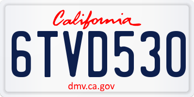 CA license plate 6TVD530