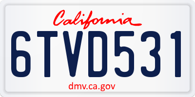 CA license plate 6TVD531