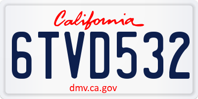 CA license plate 6TVD532