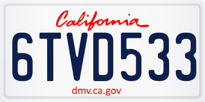 CA license plate 6TVD533