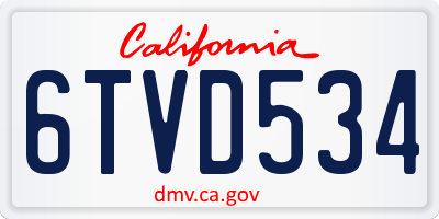 CA license plate 6TVD534