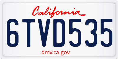 CA license plate 6TVD535