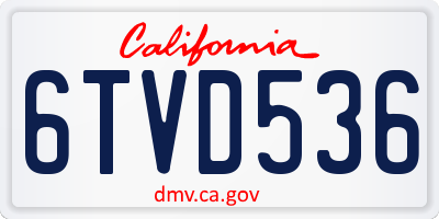 CA license plate 6TVD536