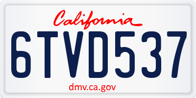 CA license plate 6TVD537