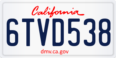 CA license plate 6TVD538