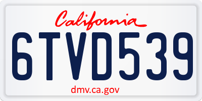 CA license plate 6TVD539