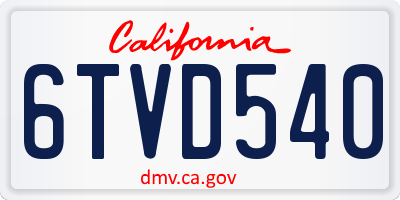 CA license plate 6TVD540