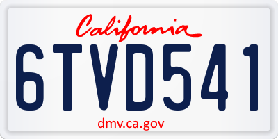 CA license plate 6TVD541