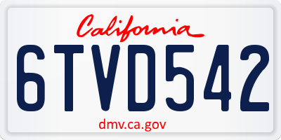 CA license plate 6TVD542