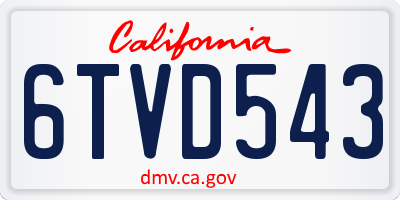 CA license plate 6TVD543