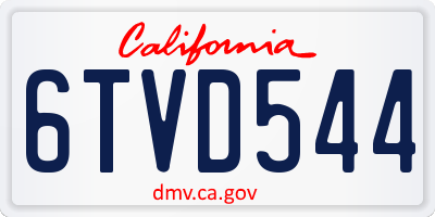 CA license plate 6TVD544