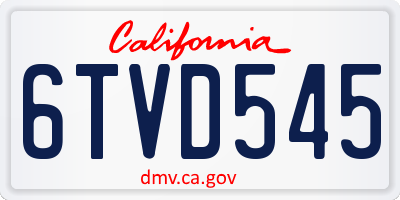 CA license plate 6TVD545