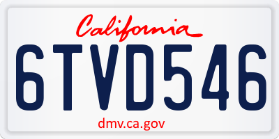 CA license plate 6TVD546