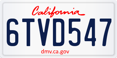 CA license plate 6TVD547