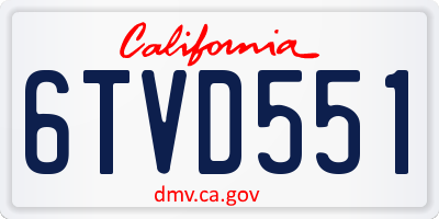 CA license plate 6TVD551