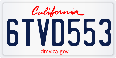 CA license plate 6TVD553