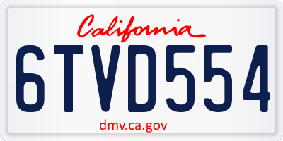 CA license plate 6TVD554